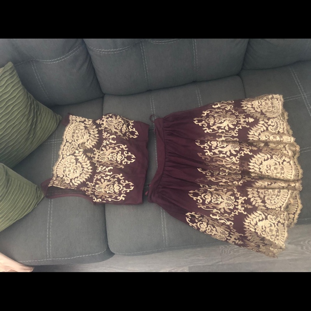 Burgundy 2 piece dress